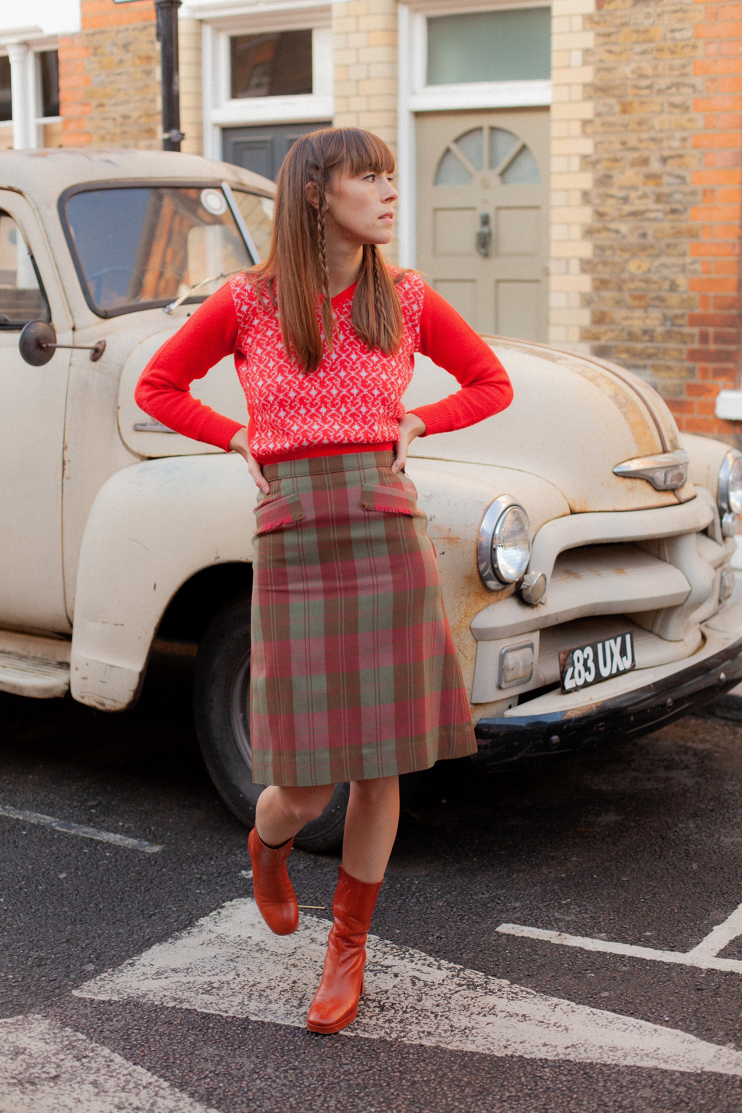 Green Check Jersey Mini Skirt | PrettyLittleThing